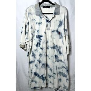 Polo Ralph Lauren Mens Size 2XLT Blue White Tie Dye Banded Short Sleeve Polo